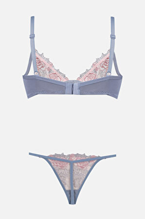 Kadın Tüllü Brodeli Sütyen Takım