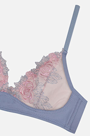 Kadın Tüllü Brodeli Sütyen Takım