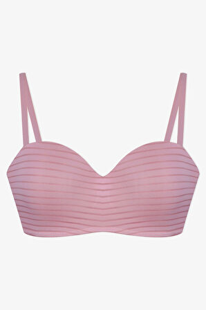 Kadın Dolgusuz Transparan Çizgili Toparlayıcı Straplez Sütyen