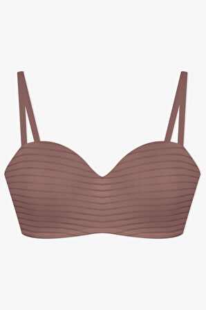 Kadın Dolgusuz Transparan Çizgili Toparlayıcı Straplez Sütyen