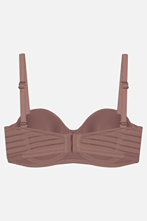 Kadın Dolgusuz Transparan Çizgili Toparlayıcı Straplez Sütyen