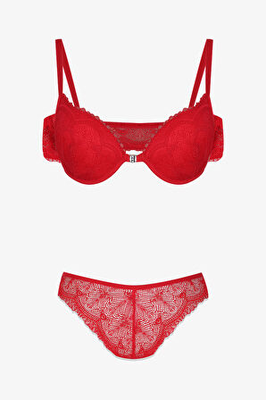 Kadın Yarım Dolgulu Önden Açılabilir Dantelli Sütyen Takım