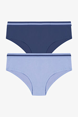 Kadın İkili Pamuklu Şardon Lastikli Hipster Külot