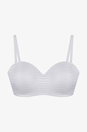 Kadın Dolgusuz Transparan Çizgili Toparlayıcı Straplez Sütyen