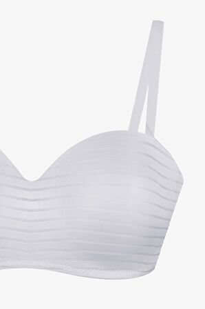 Kadın Dolgusuz Transparan Çizgili Toparlayıcı Straplez Sütyen