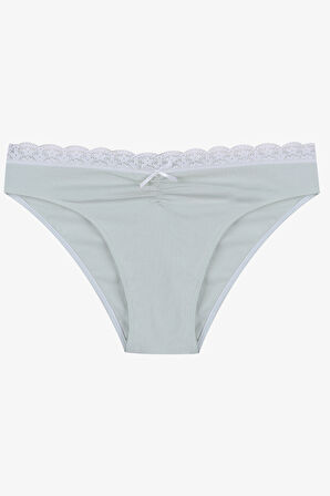 Kadın Ön Bel Dantelli Büzgülü ve Fiyonk Detaylı Lastikli Külot 3'lü