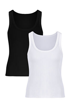 Kadın Pamuklu U Yaka Kaşkorse Atlet 2 Adet