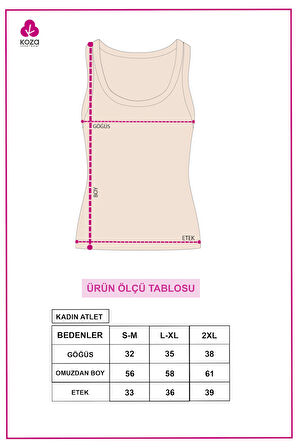Kadın Pamuklu U Yaka Kaşkorse Atlet 2 Adet