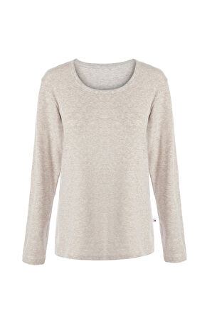 Kadın Pamuklu Kaşkorse Üst Etiket Detaylı Çizgili Pijama Takımı