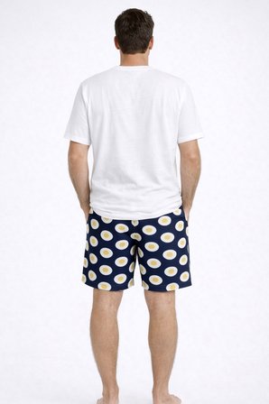 Erkek Pamuklu Baskılı Cepli Şortlu Pijama Takımı