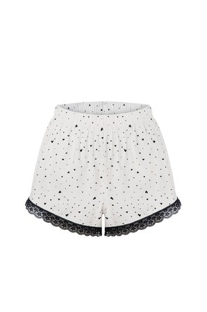 Kadın Pamuklu Kalp Desenli Askılı Dantelli Şortlu Pijama Takımı