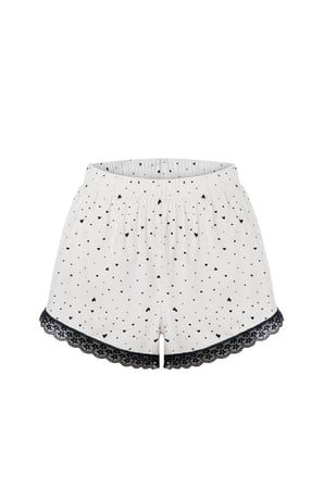Kadın Pamuklu Kalp Desenli Askılı Dantelli Şortlu Pijama Takımı