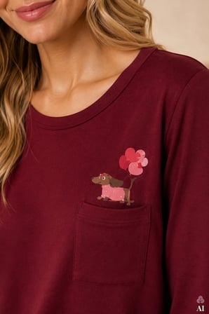 Kadın Pamuklu Uzun Kollu Ön Baskı ve Cep Detaylı Desenli Pijama Takımı