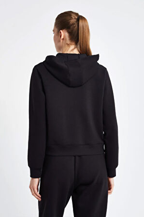 Lescon 24NTBL002136-633 Siyah Kadın Fermuarlı Kapşonlu Sweatshirt