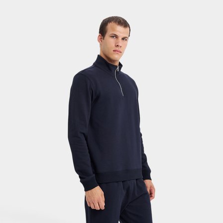 Lescon 26S-1270-26N Yarım Fermuarlı Erkek Sweatshirt Lacivert XL Pamuklu