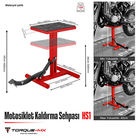 Torque-MX Motosiklet Kaldırma Sehpası HS1 Kırmızı