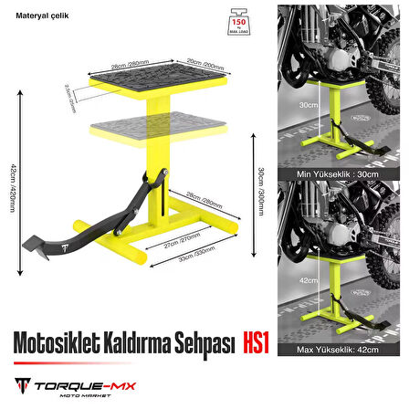 Torque-MX Motosiklet Kaldırma Sehpası HS1 Sarı