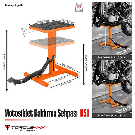 Torque-MX Motosiklet Kaldırma Sehpası HS1 Turuncu