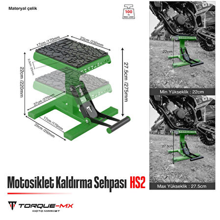 Torque-MX Motosiklet Kaldırma Sehpası HS2 Yeşil