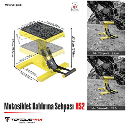 Torque-MX Motosiklet Kaldırma Sehpası HS2 Sarı