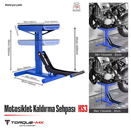 Torque-MX Motosiklet Kaldırma Sehpası HS3 Lacivert