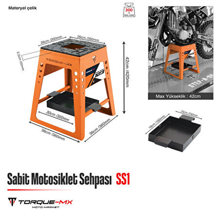 Torque-MX Sabit Motosiklet Sehpası SS1 Turuncu