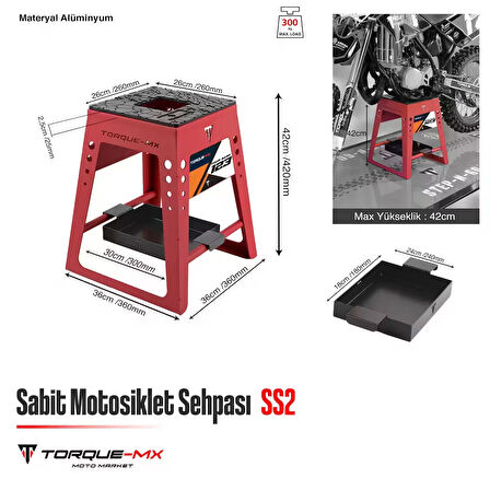 Torque-MX Sabit Motosiklet Sehpası SS2 Kırmızı