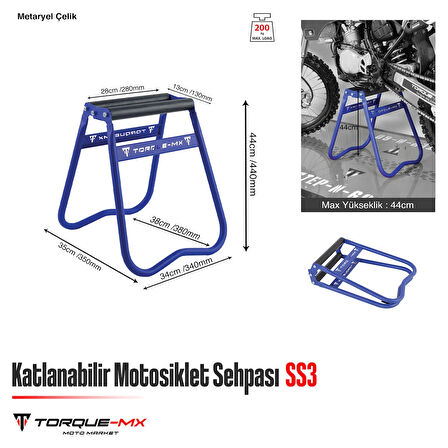 Torque-MX Katlanabilir Motosiklet Sehpası SS3 Lacivert