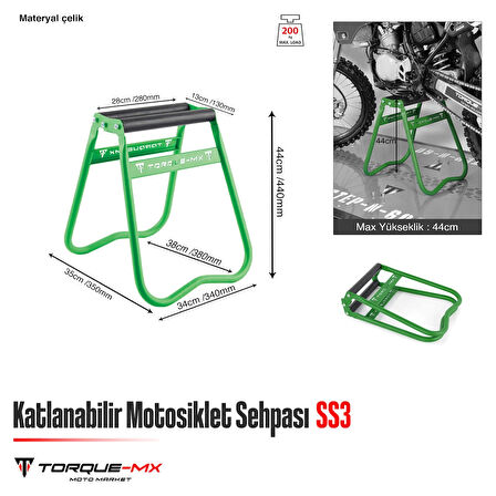 Torque-MX Katlanabilir Motosiklet Sehpası SS3 Yeşil