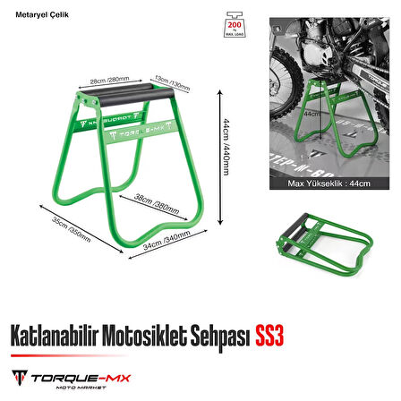 Torque-MX Katlanabilir Motosiklet Sehpası SS3 Yeşil