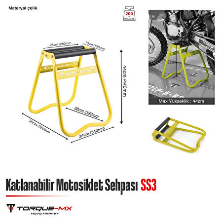 Torque-MX Katlanabilir Motosiklet Sehpası SS3 Sarı