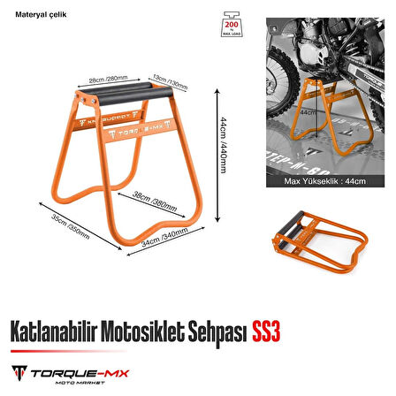 Torque-MX Katlanabilir Motosiklet Sehpası SS3 Turuncu