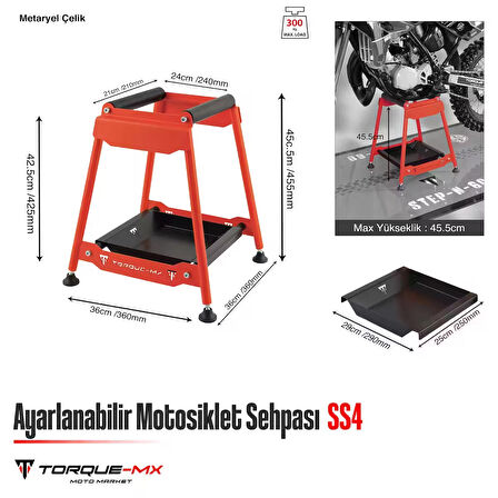 Torque-MX Ayarlanabilir Motosiklet Sehpası SS4 Kırmızı