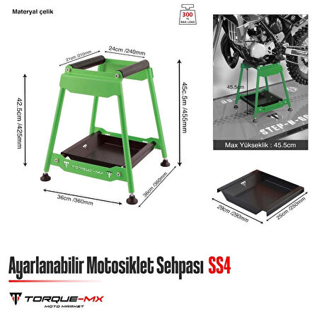 Torque-MX Ayarlanabilir Motosiklet Sehpası SS4 Yeşil
