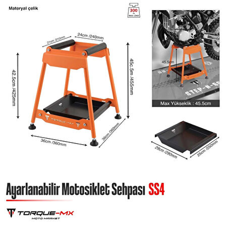 Torque-MX Ayarlanabilir Motosiklet Sehpası SS4 Turuncu