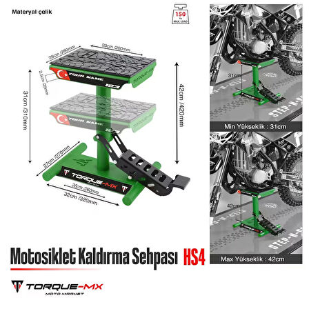 Torque-MX Motosiklet Kaldırma Sehpası HS4 Yeşil