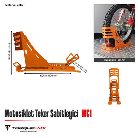 Torque-MX Motosiklet Teker Sabitleyici WC1 Turuncu