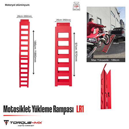 Torque-MX Motosiklet Yükleme Rampası LR1 Kırmızı