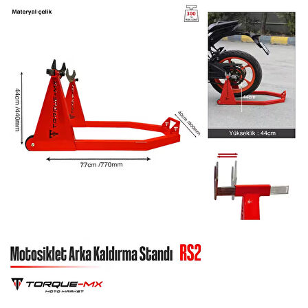 Torque-MX Motosiklet Arka Kaldırma Standı RS2 Kırmızı
