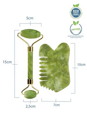 Yeşim Roller ve Çok Amaçlı Yeşim Guasha Yüz Masaj Aleti Takımı Masaj Seti Doğal Taş