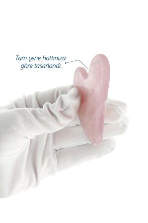 Pembe Kuvars Taşı Gua Sha Yüz Bakımı Kalp Guasha Pembe Quartz Face Guasha