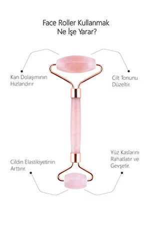 Pembe Kuvars Face Roller Ve Kalp Gua Sha Yüz Masaj Aleti Seti Değerli Doğaltaş Sertifikalı