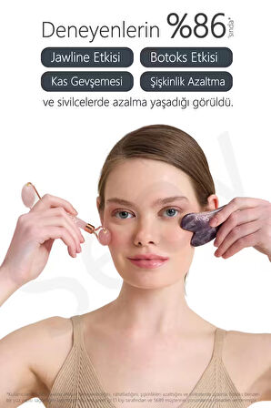 Pembe Kuvars Face Roller Ve Ametist Kalp Gua Sha Yüz Masaj Aleti Seti Değerli Doğaltaş Sertifikalı
