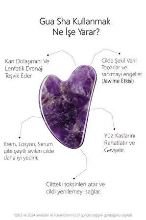 Pembe Kuvars Face Roller Ve Ametist Kalp Gua Sha Yüz Masaj Aleti Seti Değerli Doğaltaş Sertifikalı