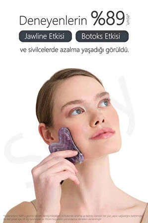 Ametist Taşı Kalp Gua Sha Yüz Masaj Aleti Değerli Doğal Taş Sertifikalı