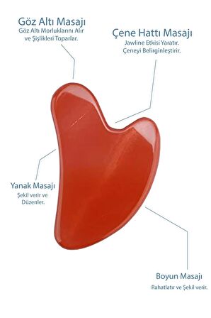 Kırmızı Jasper Taşı Face Roller ve Gua Sha Yüz Masaj Aleti Doğal Taş Sertifikalı