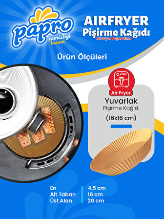 PAPRO Airfryer Pişirme Kağıdı,Fritöz Yağlı Kağıdı 25'li X4 Adet Avantajlı Paket - Toplam 100 Adet