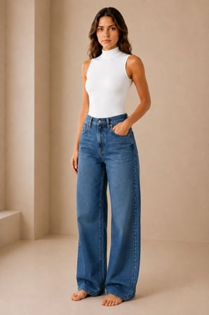 Kadın Pamuklu Likralı Penye Kolsuz Yarım Balıkçı Yaka Beyaz Çıtçıtlı Body Q6K1K8T4KA