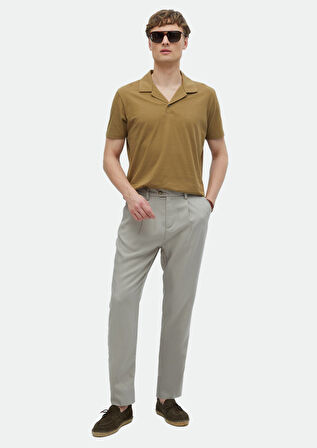 Deve Tüyü Düz Polo Yaka %100 Pamuk T-Shirt