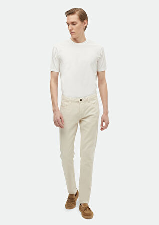 Beyaz Düz Bisiklet Yaka %100 Pamuk T-Shirt